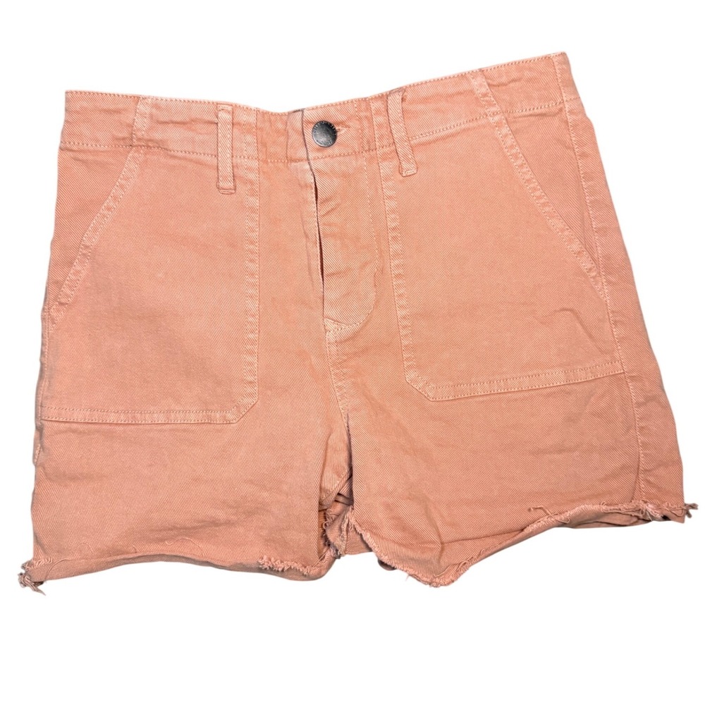Dear John Denim Peach Coral Utility Raw Hem Shorts Size 27 DSM-72-C302-MCY